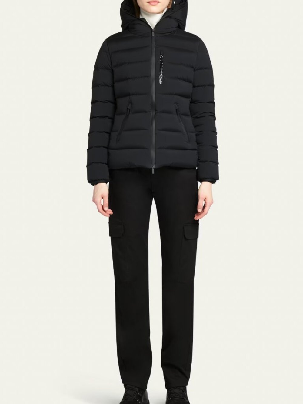 $2080 Moncler Black Puffer Herbe Giubbotto Short Hooded Jacket size 5/XXL